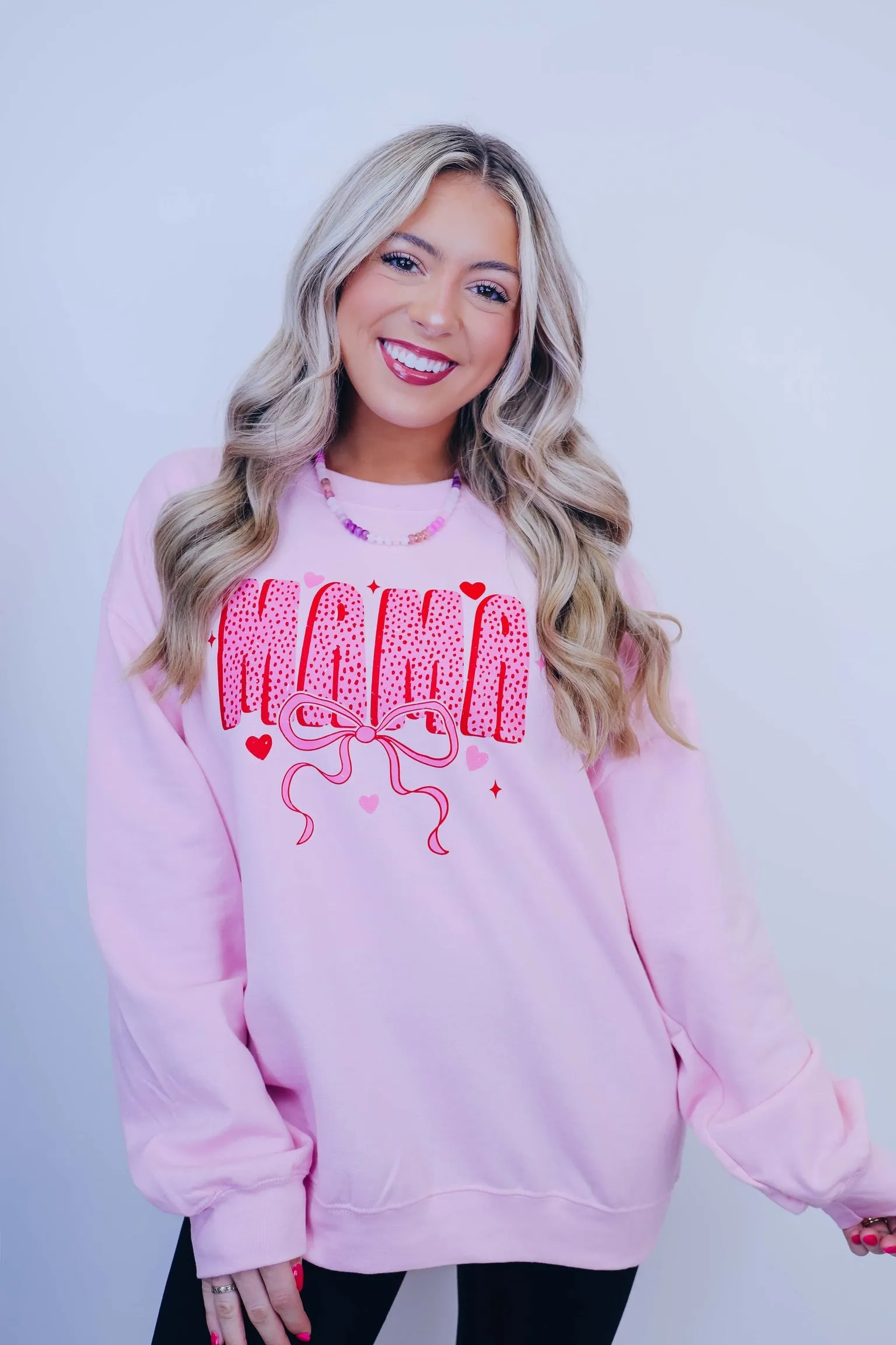 MAMA Bow Heart Graphic Sweatshirt - 5 Colors