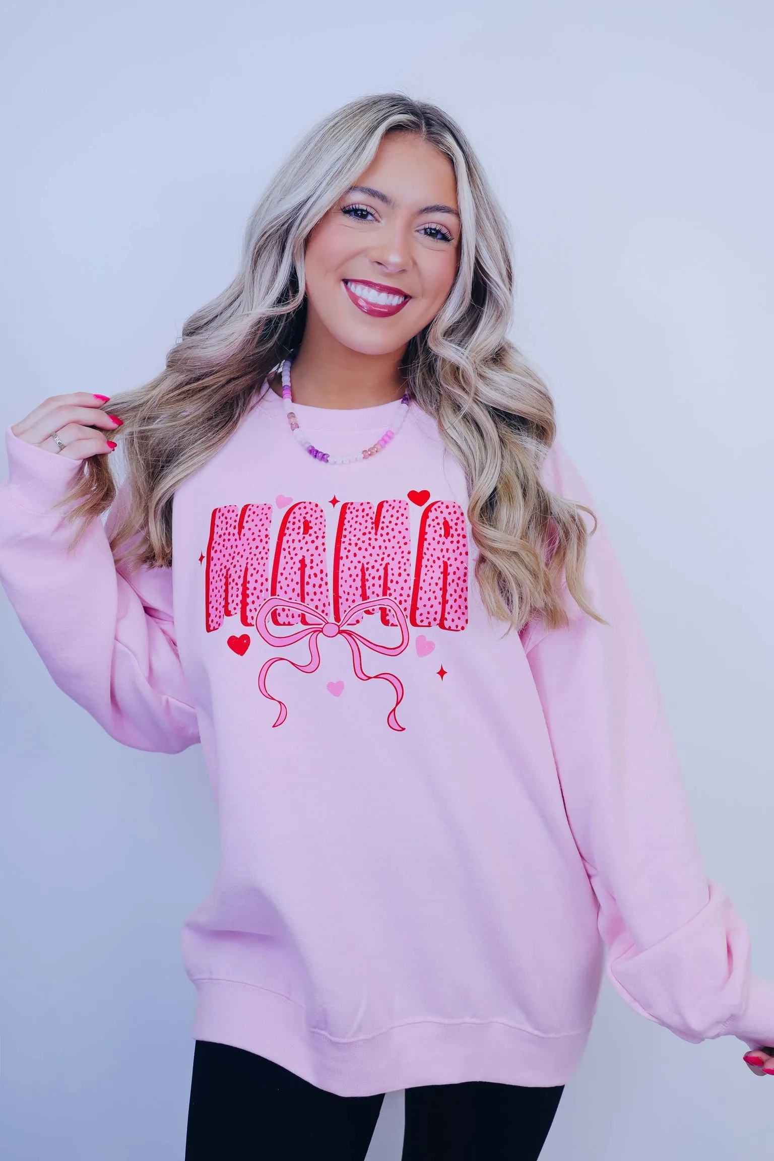 MAMA Bow Heart Graphic Sweatshirt - 5 Colors