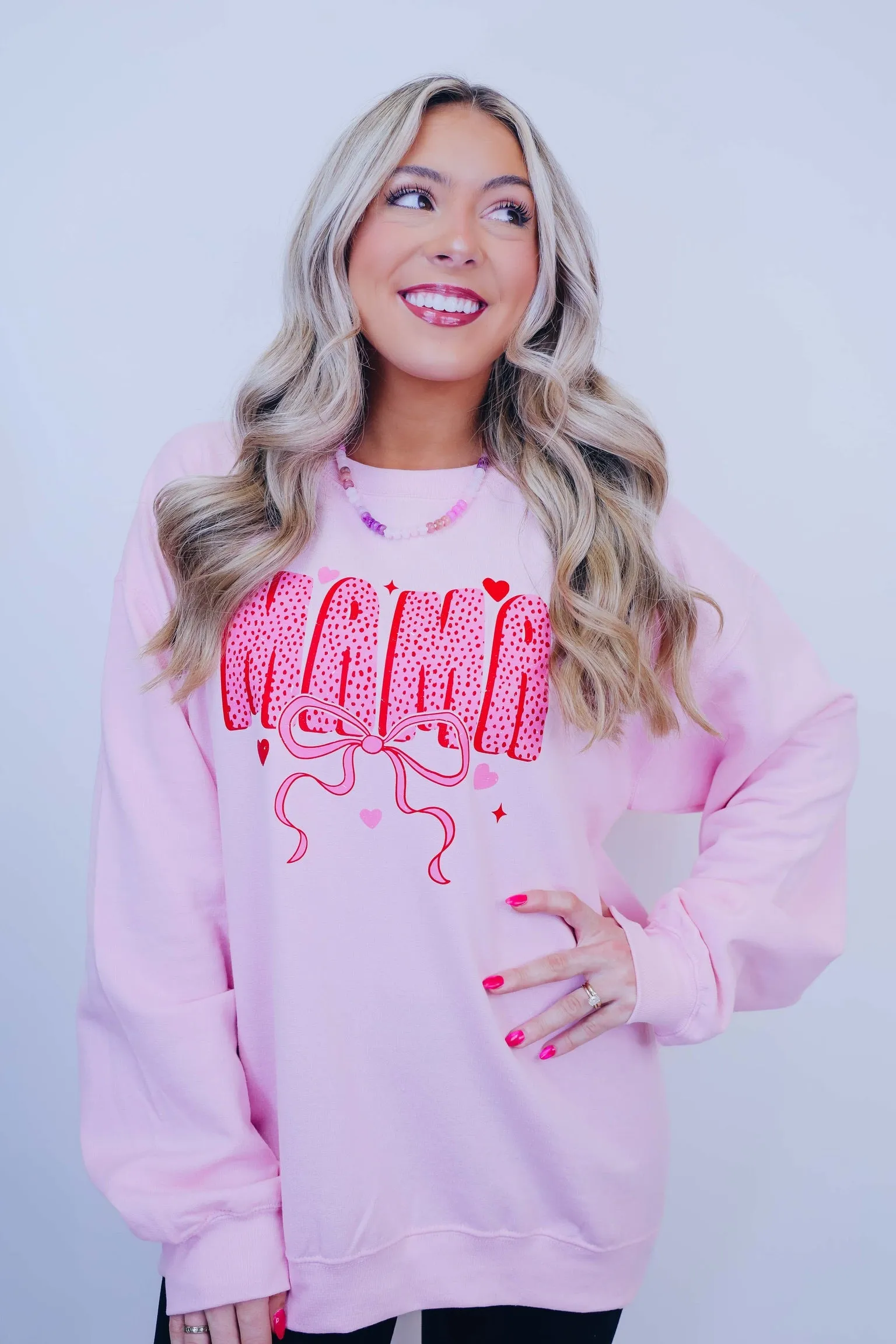 MAMA Bow Heart Graphic Sweatshirt - 5 Colors