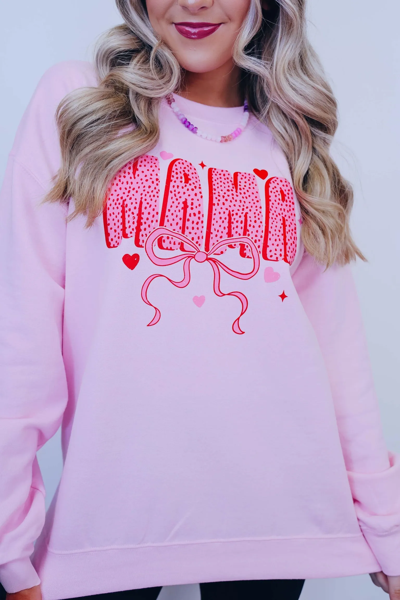 MAMA Bow Heart Graphic Sweatshirt - 5 Colors