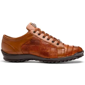 Marco Di Milano Bari Patchwork Lizard Sneakers in Cognac