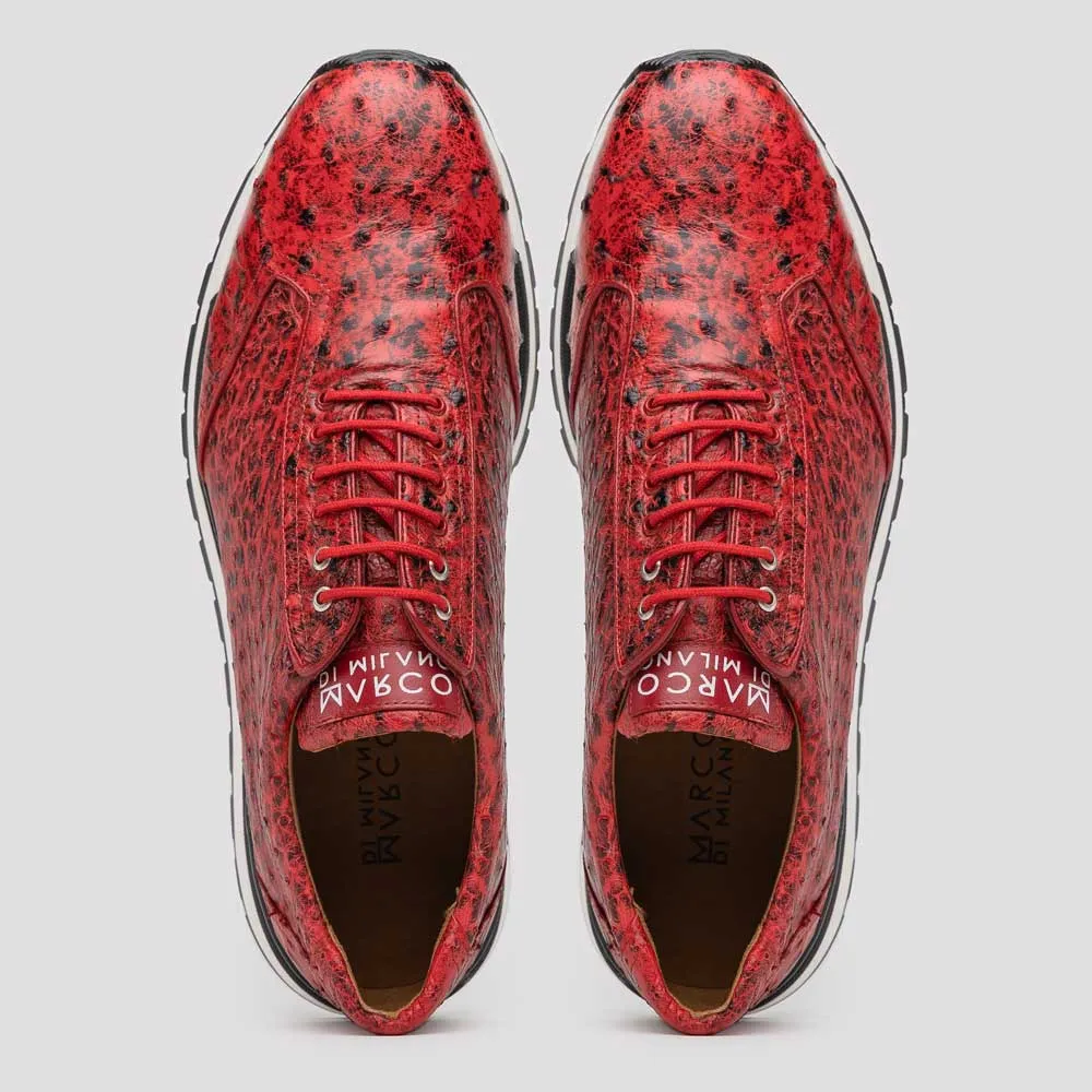 Marco Di Milano Scanno Antique Red Ostrich Quill Sneakers
