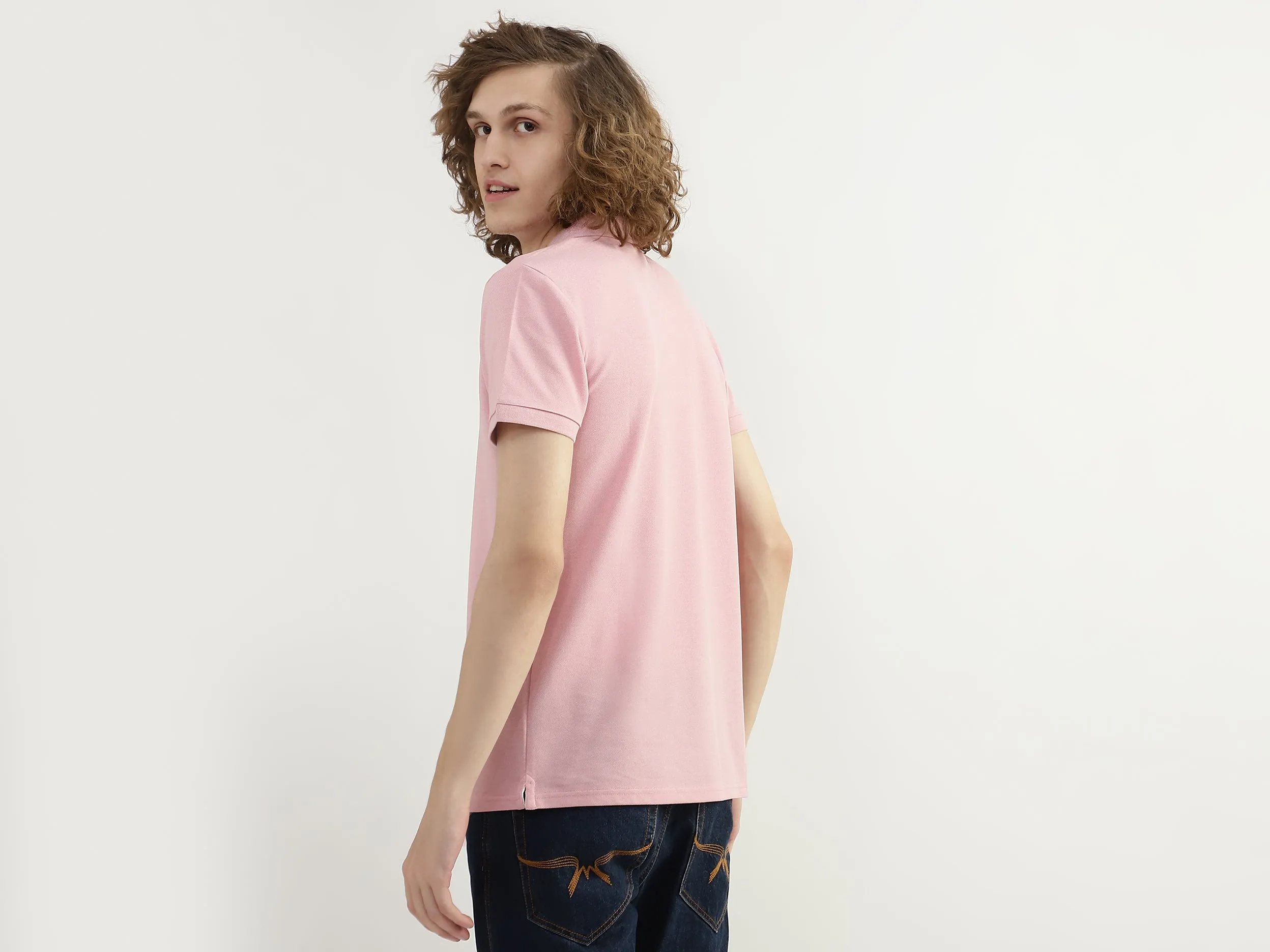 Men Textured Polo Collar T-shirt