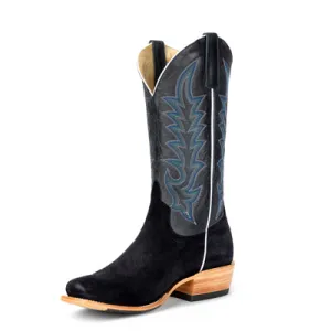 MENS BLACK SUEDE/BLUE GOAT COWBOY HEEL