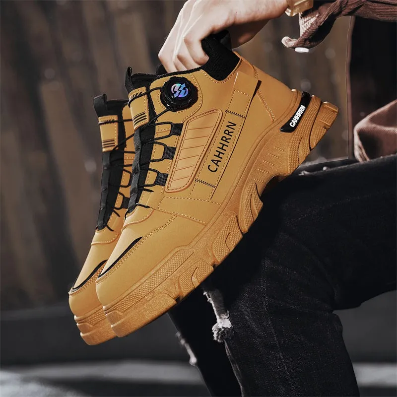 Men'S Fashion Sneakers High-Top Casual Sports Shoes, PU Upper Rubber Sole, FS