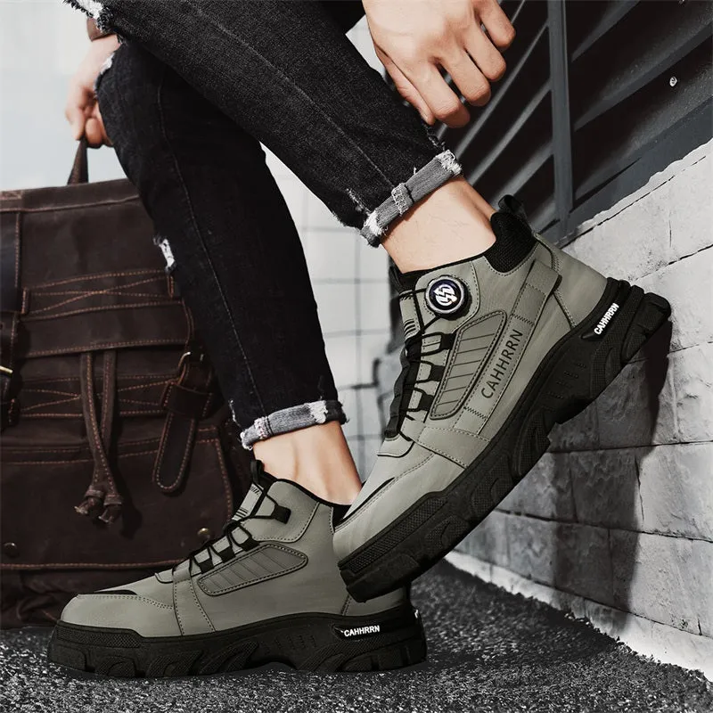 Men'S Fashion Sneakers High-Top Casual Sports Shoes, PU Upper Rubber Sole, FS