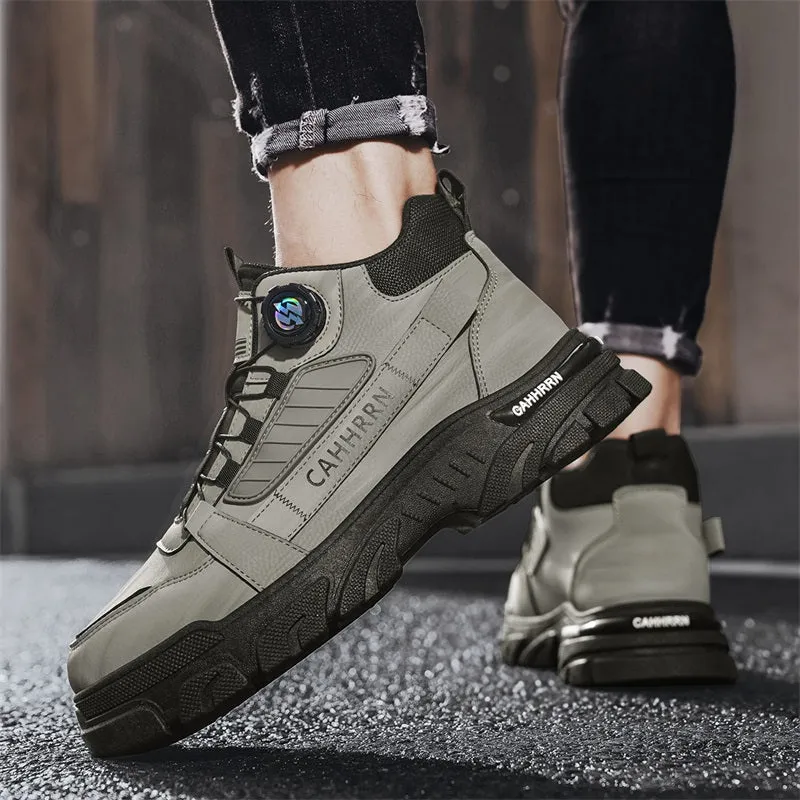 Men'S Fashion Sneakers High-Top Casual Sports Shoes, PU Upper Rubber Sole, FS