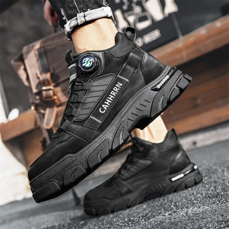Men'S Fashion Sneakers High-Top Casual Sports Shoes, PU Upper Rubber Sole, FS