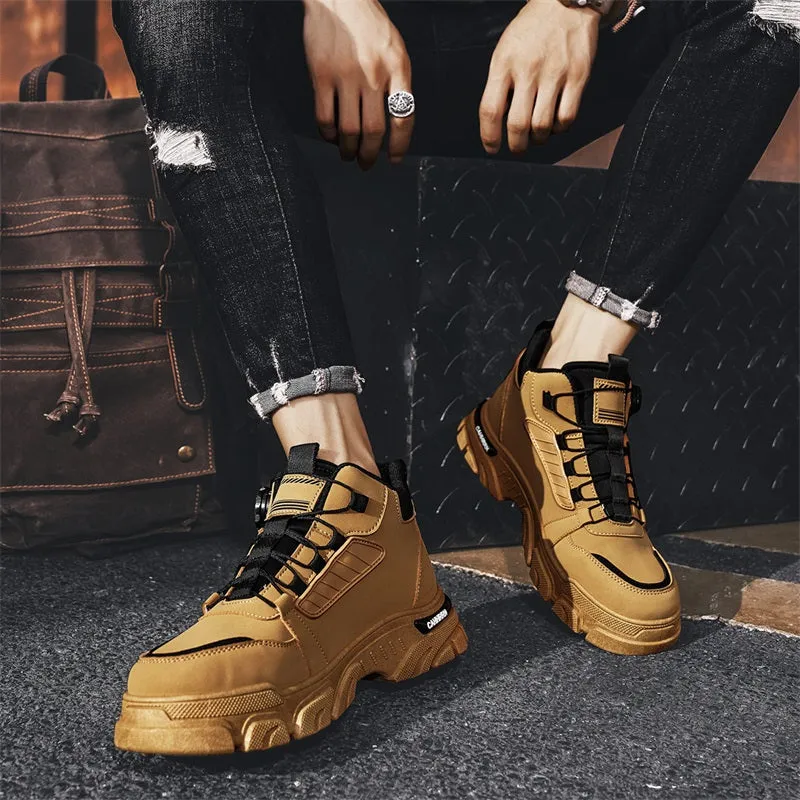 Men'S Fashion Sneakers High-Top Casual Sports Shoes, PU Upper Rubber Sole, FS