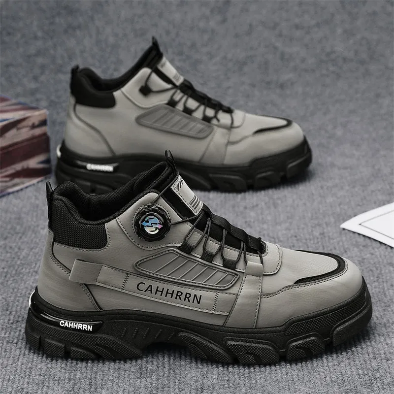 Men'S Fashion Sneakers High-Top Casual Sports Shoes, PU Upper Rubber Sole, FS
