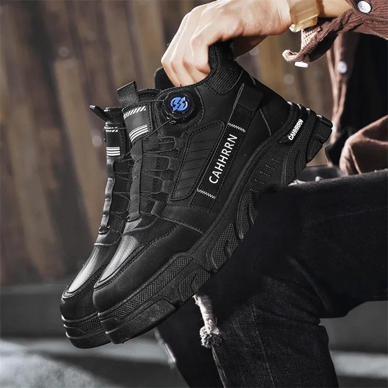 Men'S Fashion Sneakers High-Top Casual Sports Shoes, PU Upper Rubber Sole, FS