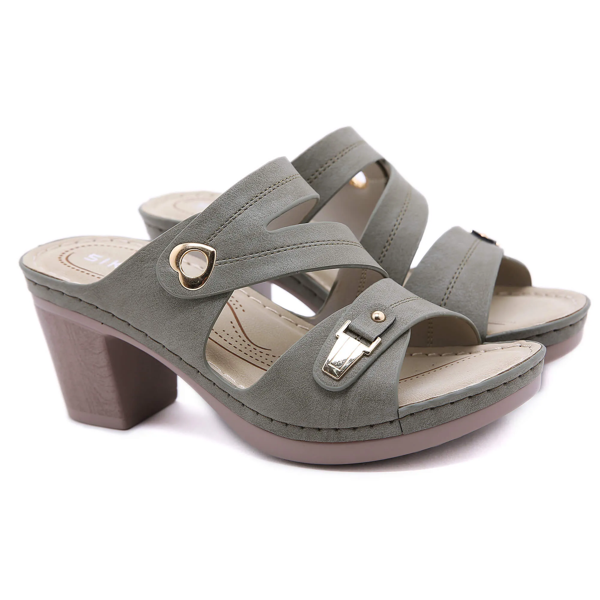 Metal Heart Stack Sandals -Siketu