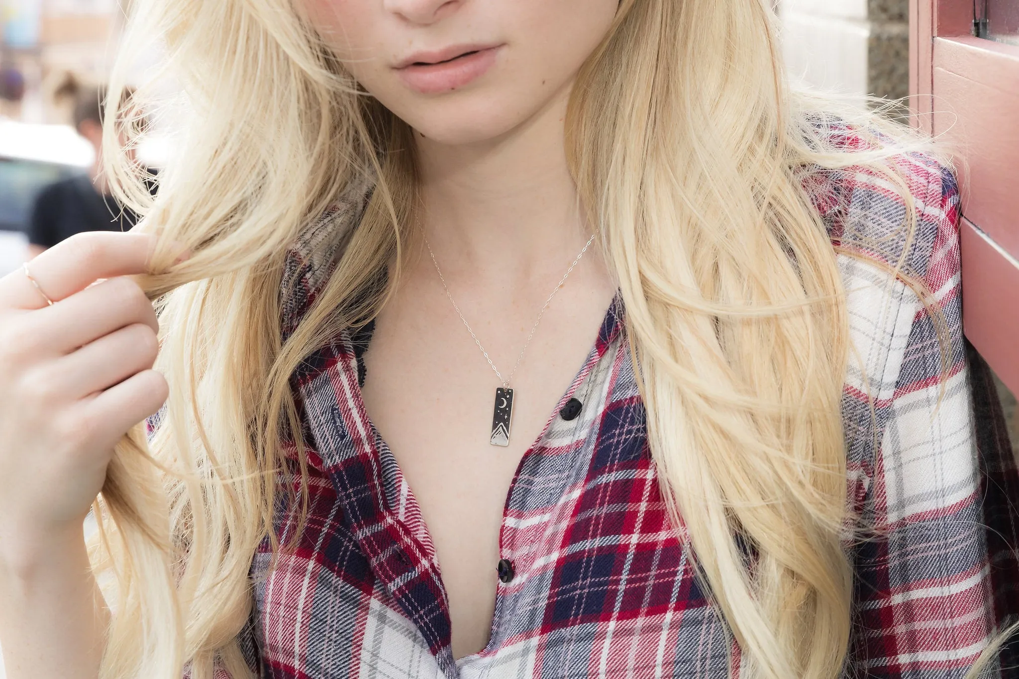 Mountain Peak Wide Bar Necklace