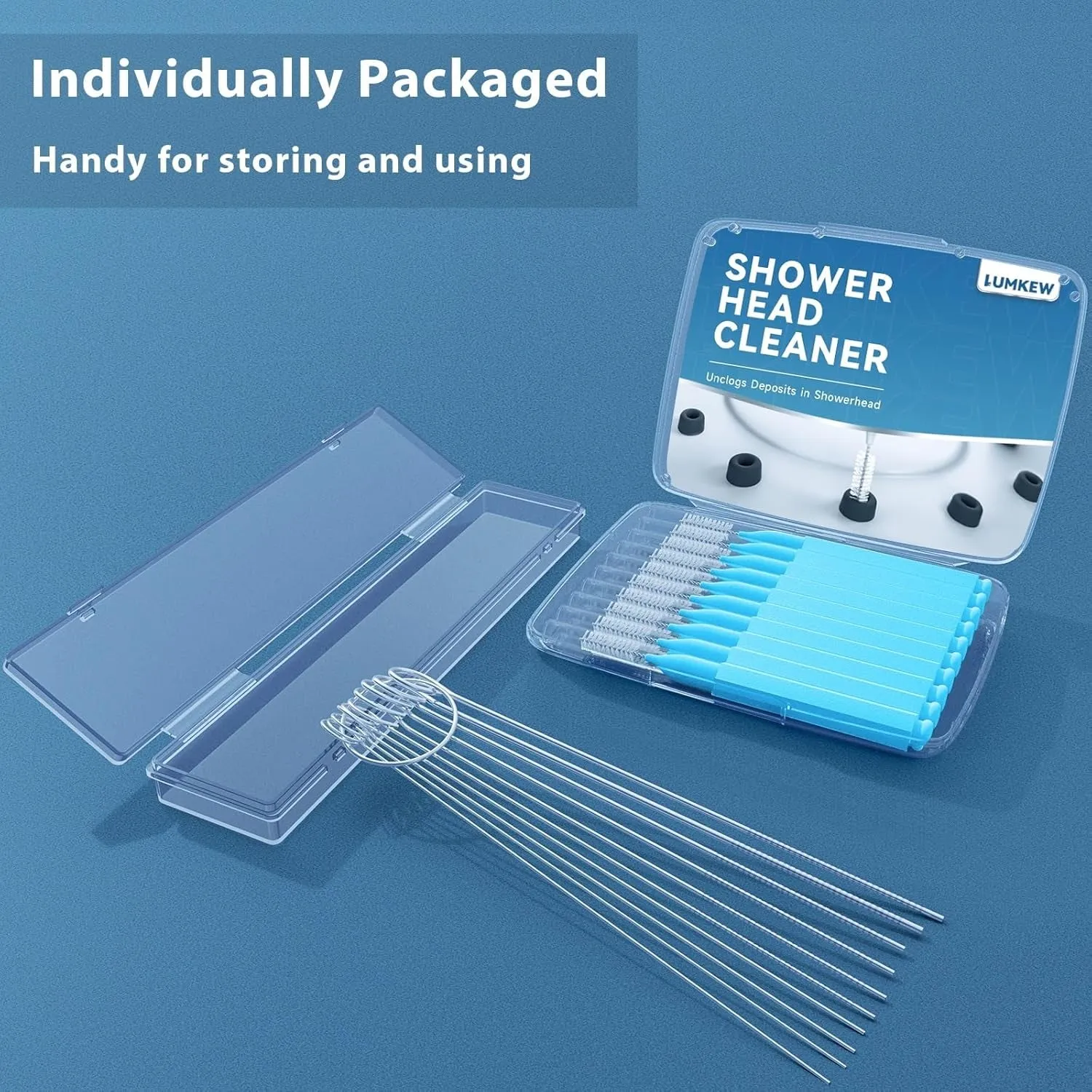 Multi Shower Head Cleaner Tool, Shower Head Cleaning Brush Small Hole, Showerhead Cleaner Picks for Tiny Nozzle Opening Gaps, Blue