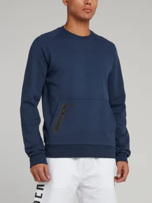 Navy Rear Logo Print Sweatshirt