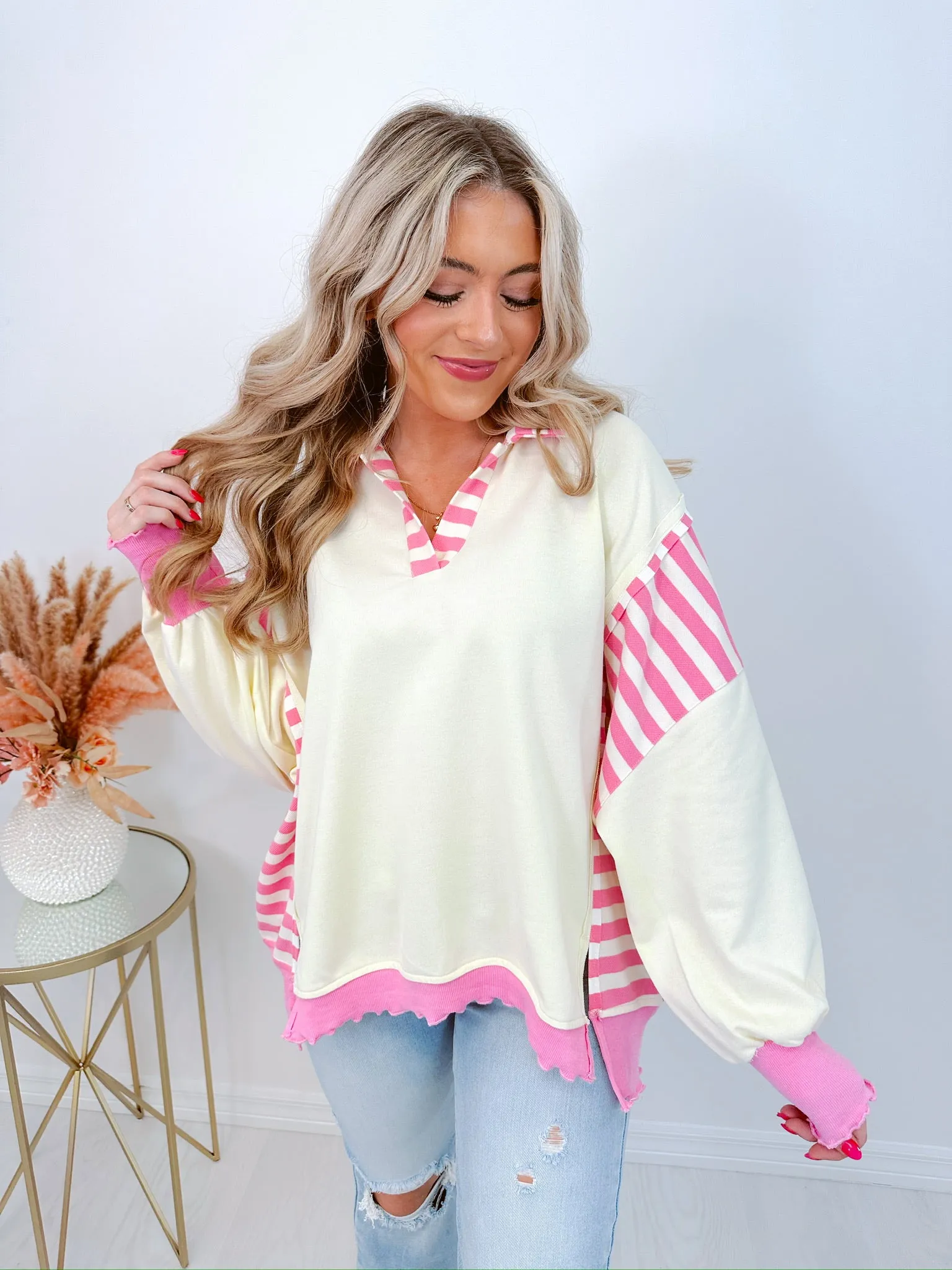 Newport Ruffle Hem Colorblock Top
