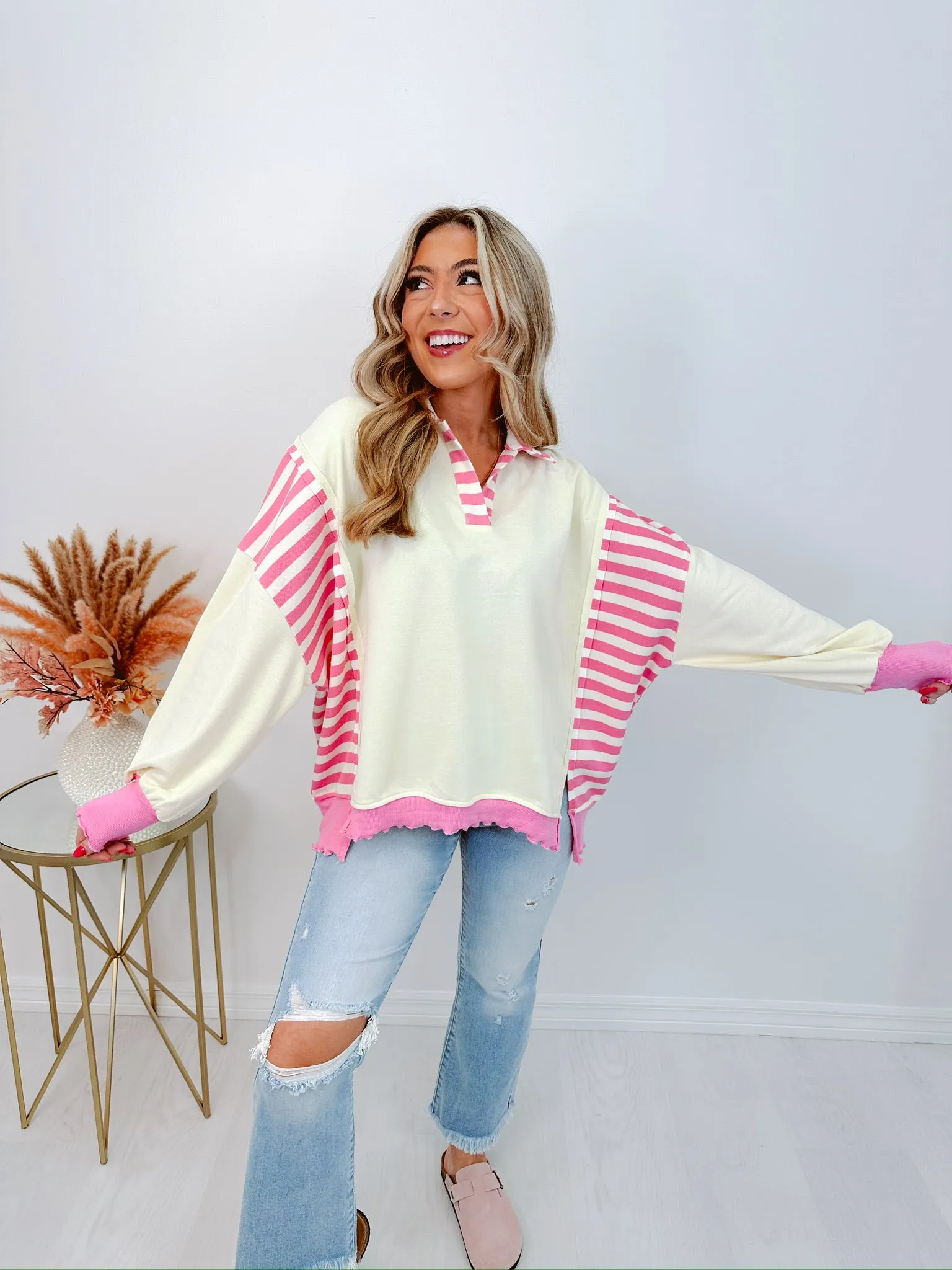 Newport Ruffle Hem Colorblock Top