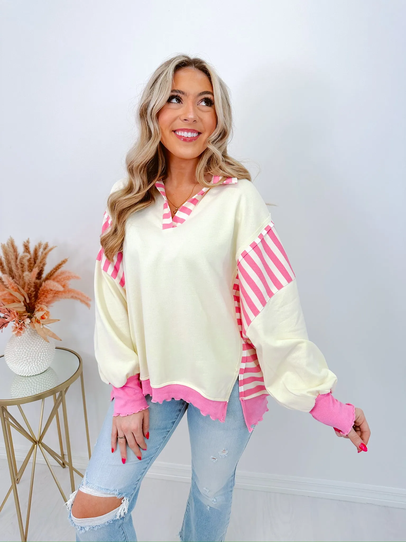 Newport Ruffle Hem Colorblock Top