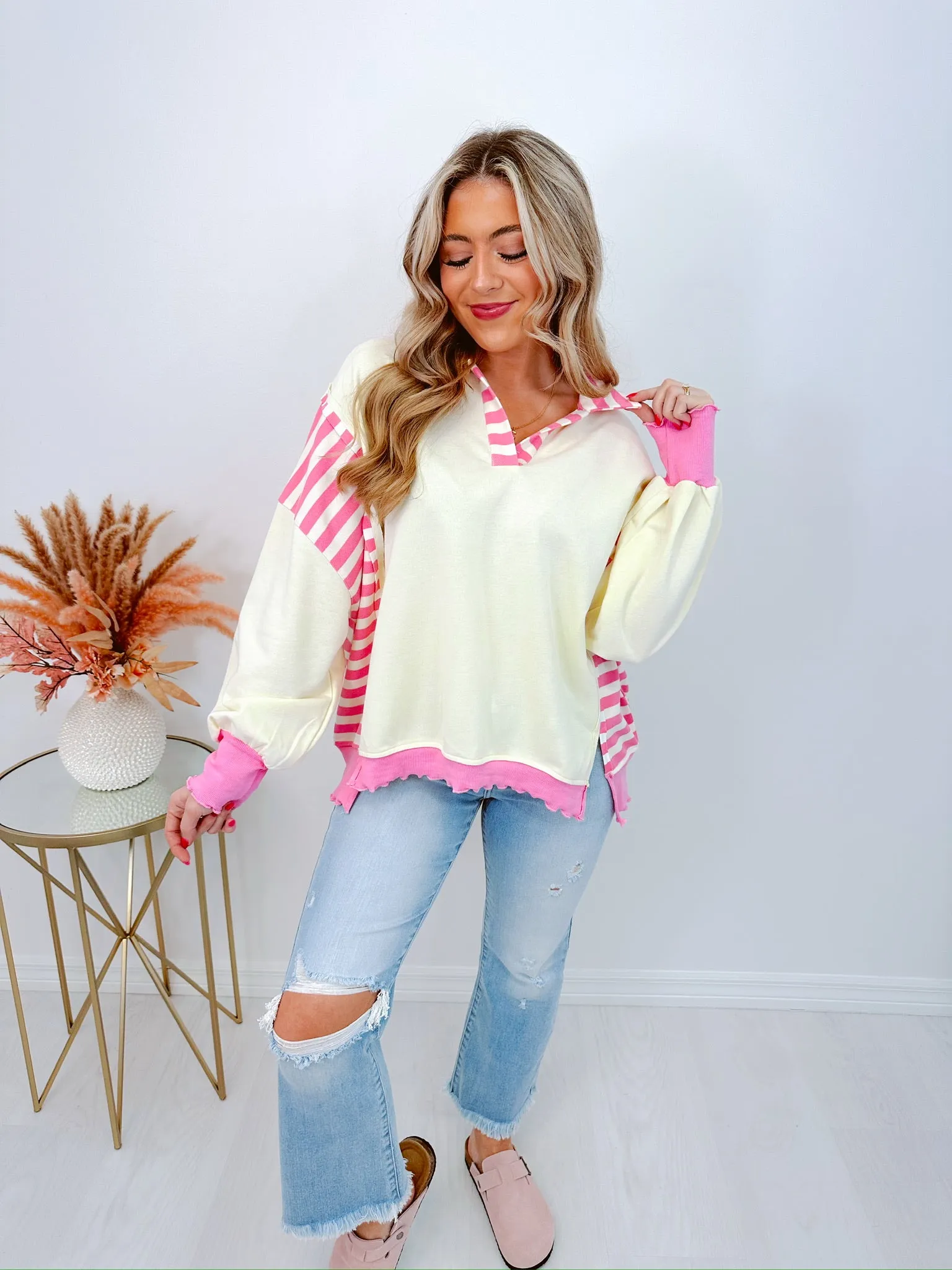 Newport Ruffle Hem Colorblock Top