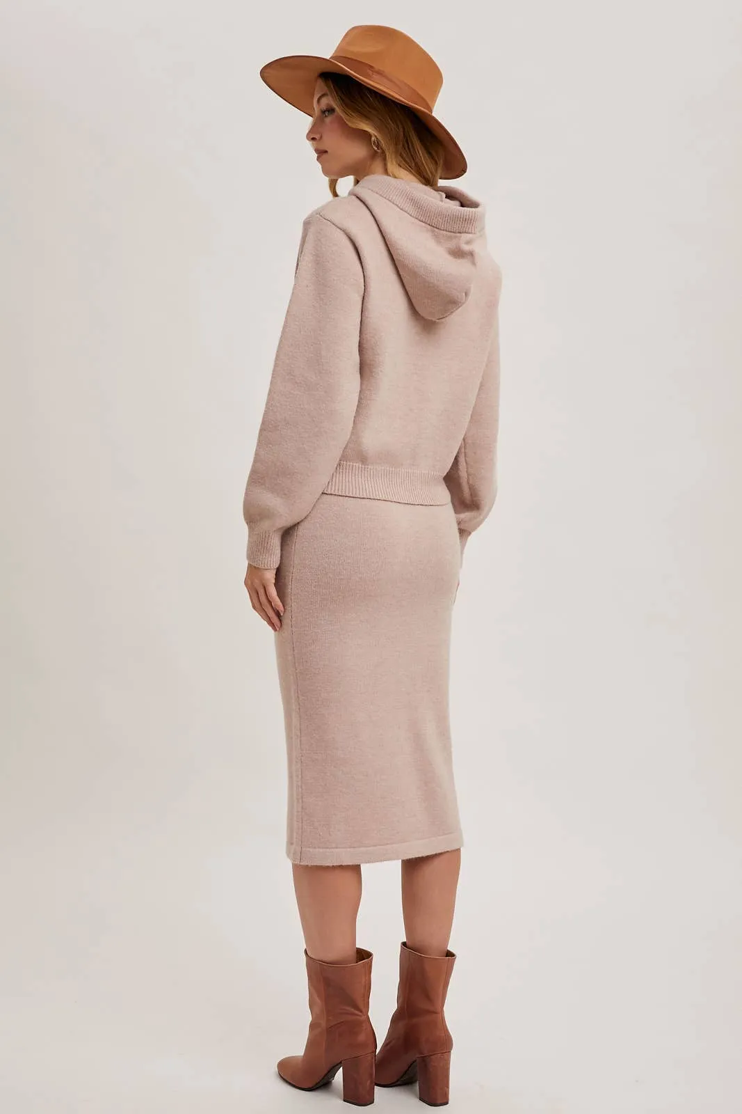 Oatmeal Knit Hoodie   Pencil Skirt