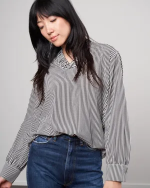 olivia blouse - black beige stripe