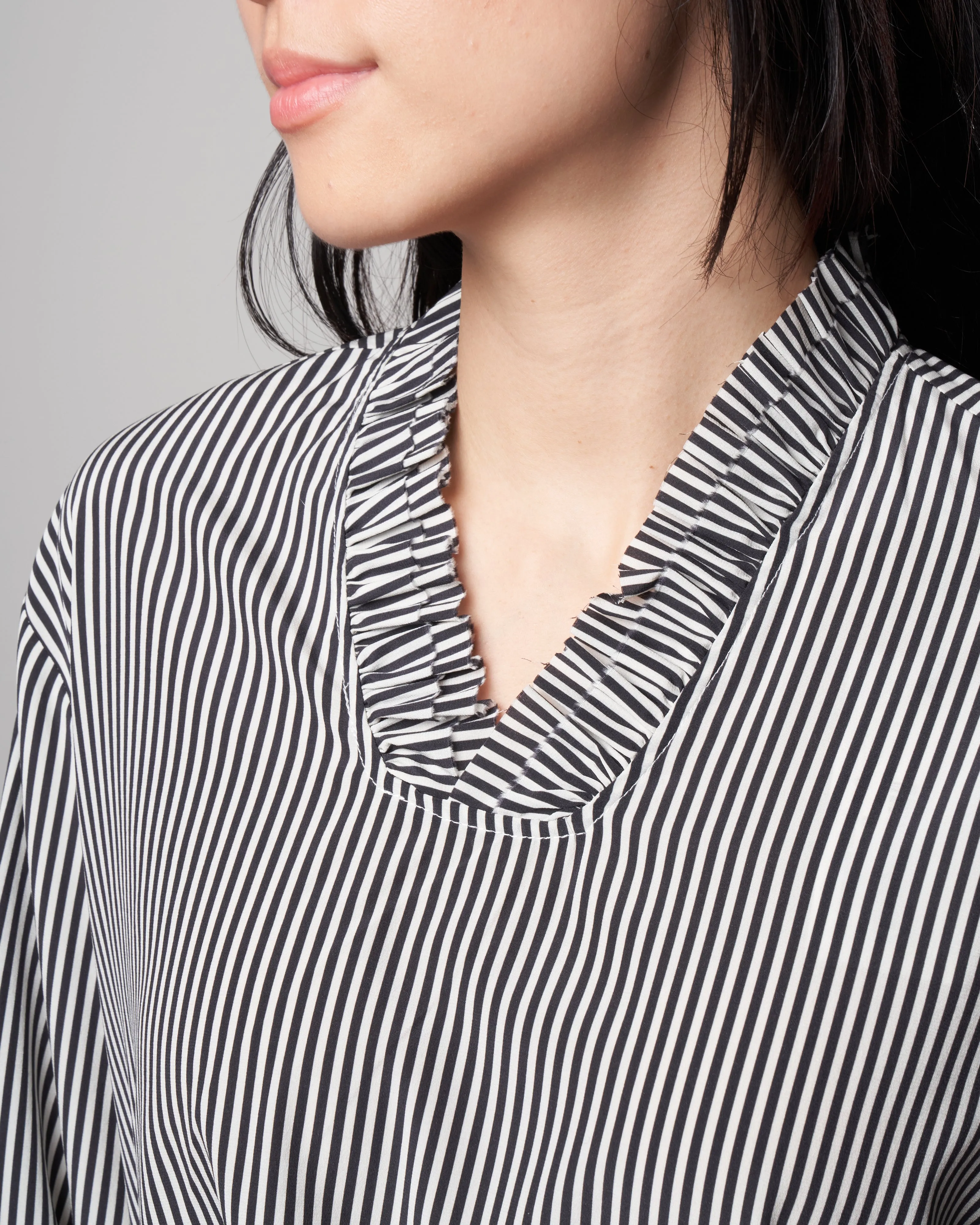 olivia blouse - black beige stripe