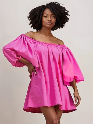 Ots Puff Sleeve Shift Mini Dress