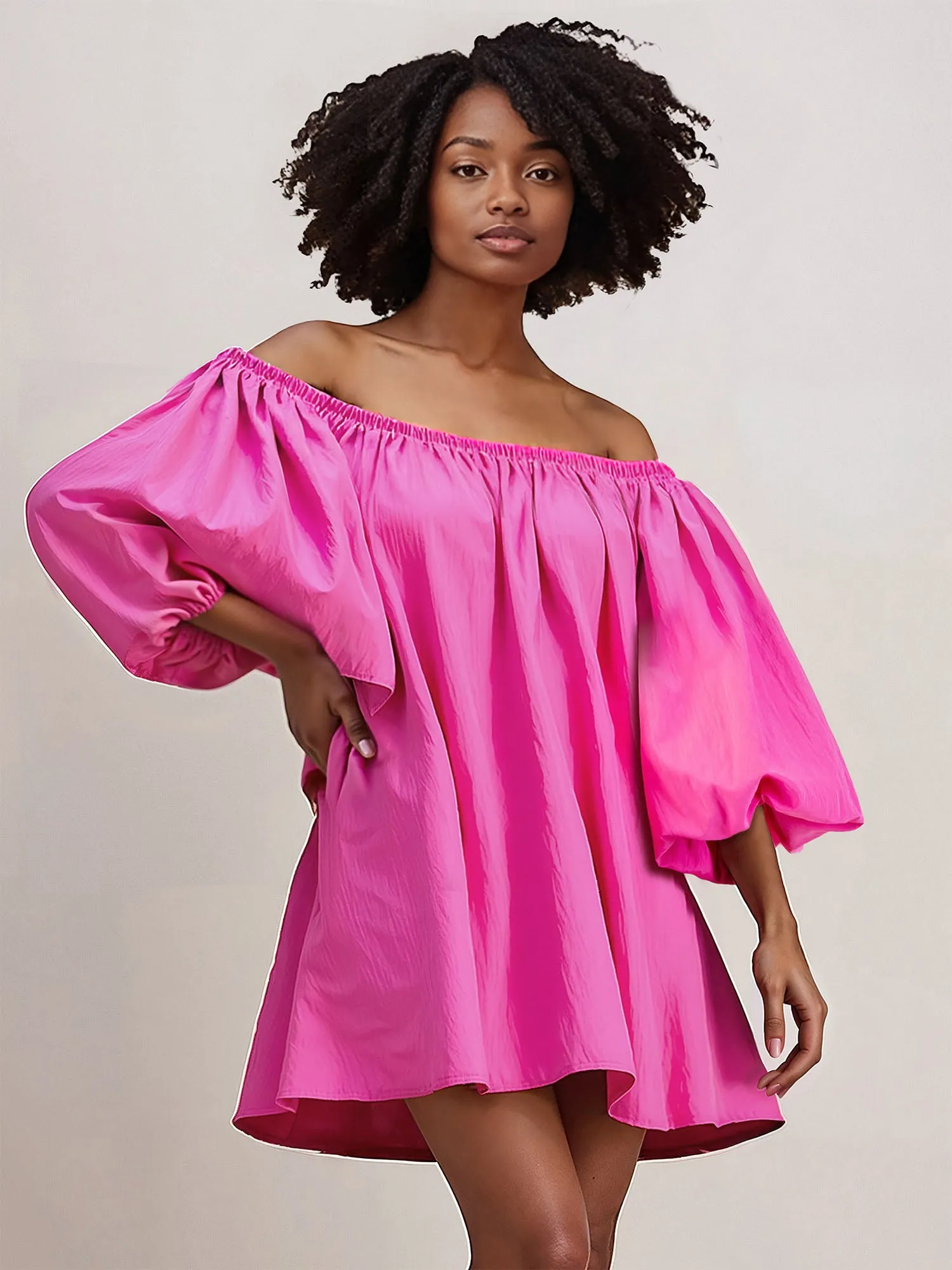 Ots Puff Sleeve Shift Mini Dress