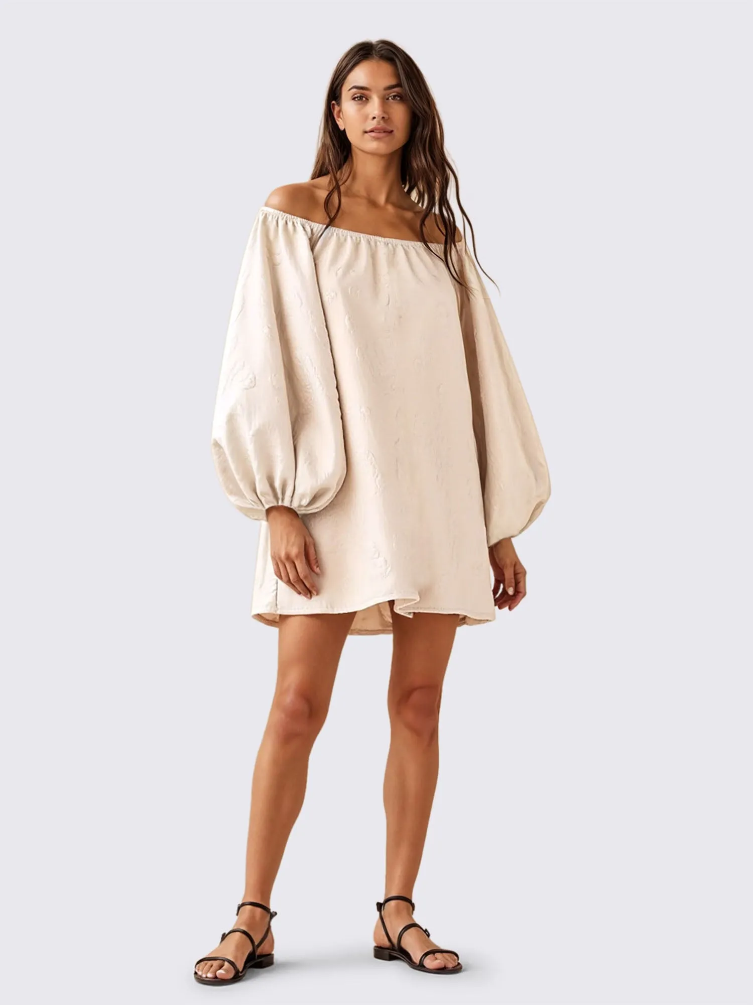 Ots Puff Sleeve Shift Mini Dress