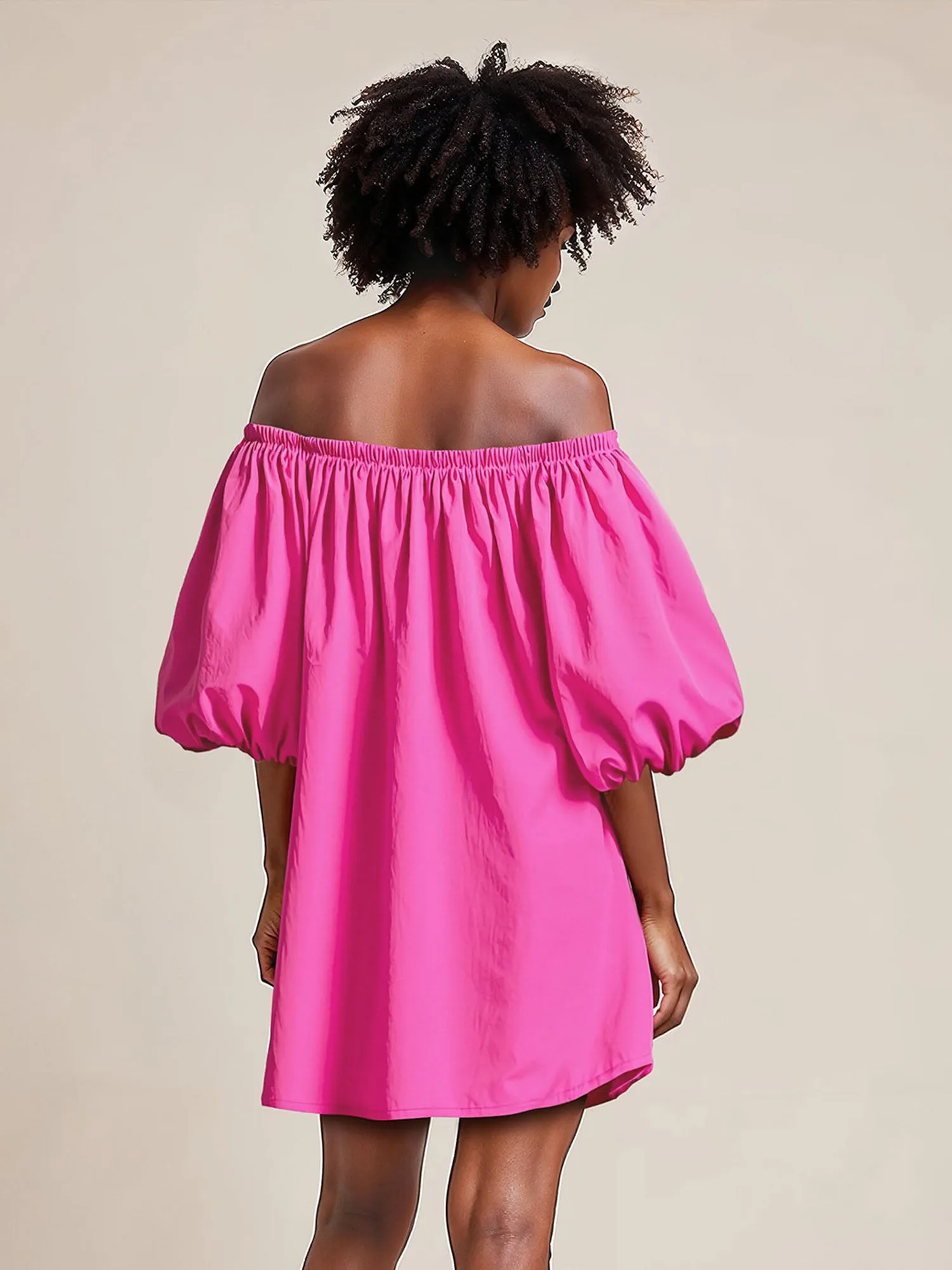 Ots Puff Sleeve Shift Mini Dress