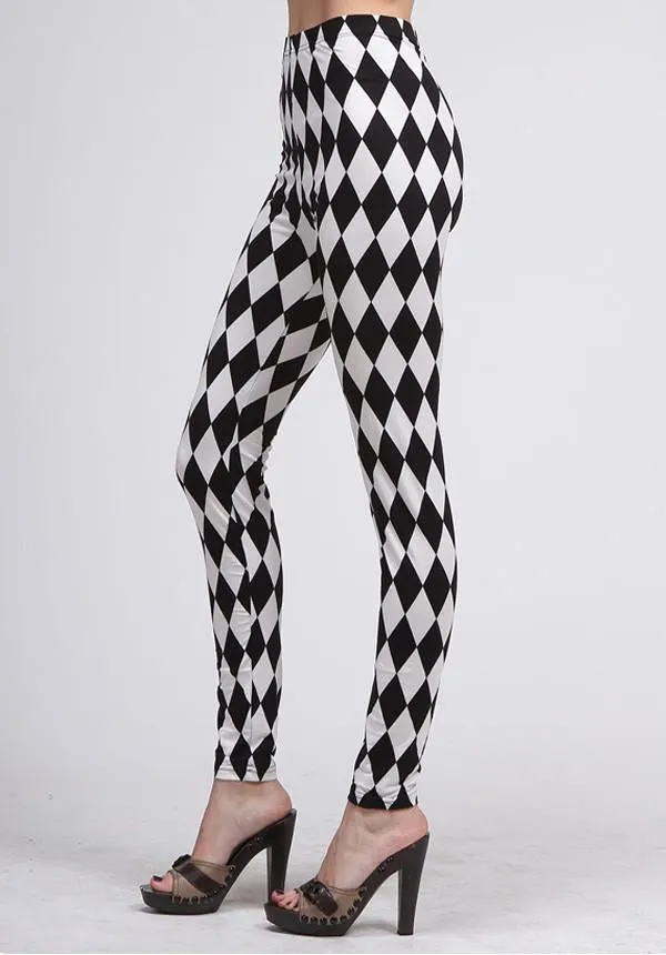 Outta Town Black And White Checkered Leggings