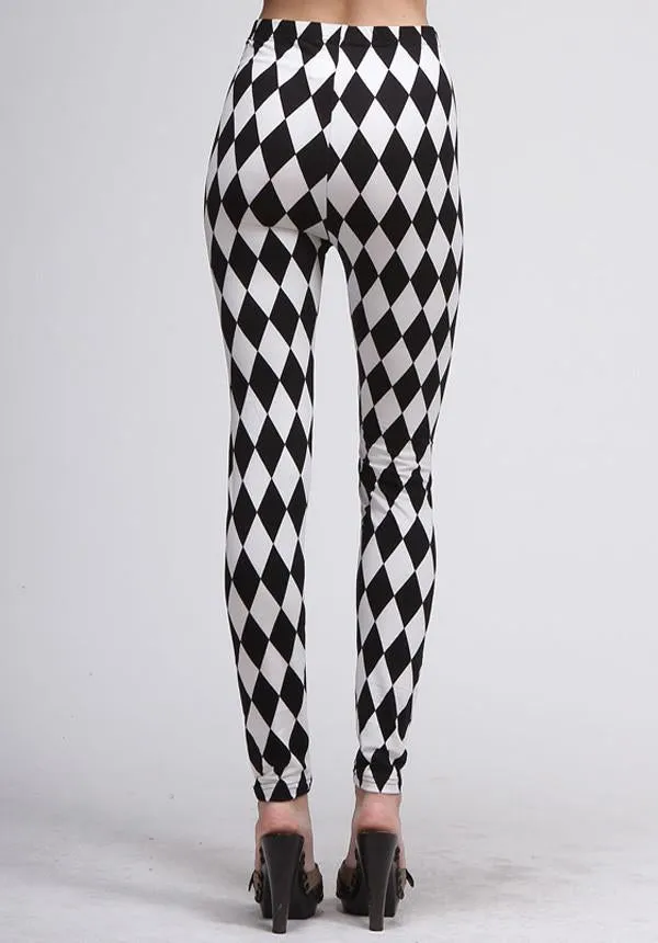 Outta Town Black And White Checkered Leggings
