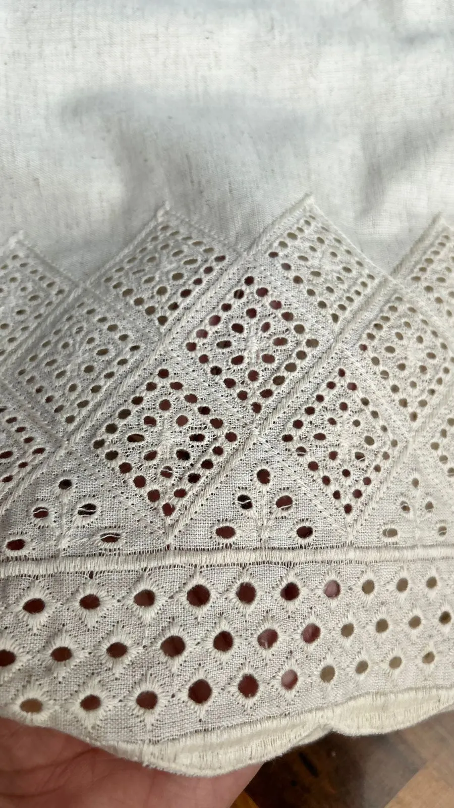 Pakistani Cut Work Cream Straight Pant In Cotton