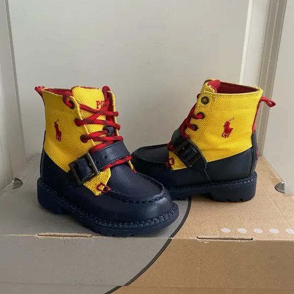 Polo Ralph Lauren Yellow/ Navy Toddler Boots- SZ 6 C