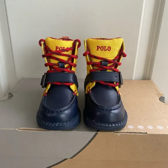 Polo Ralph Lauren Yellow/ Navy Toddler Boots- SZ 6 C