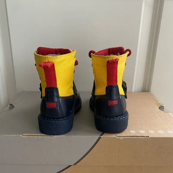 Polo Ralph Lauren Yellow/ Navy Toddler Boots- SZ 6 C
