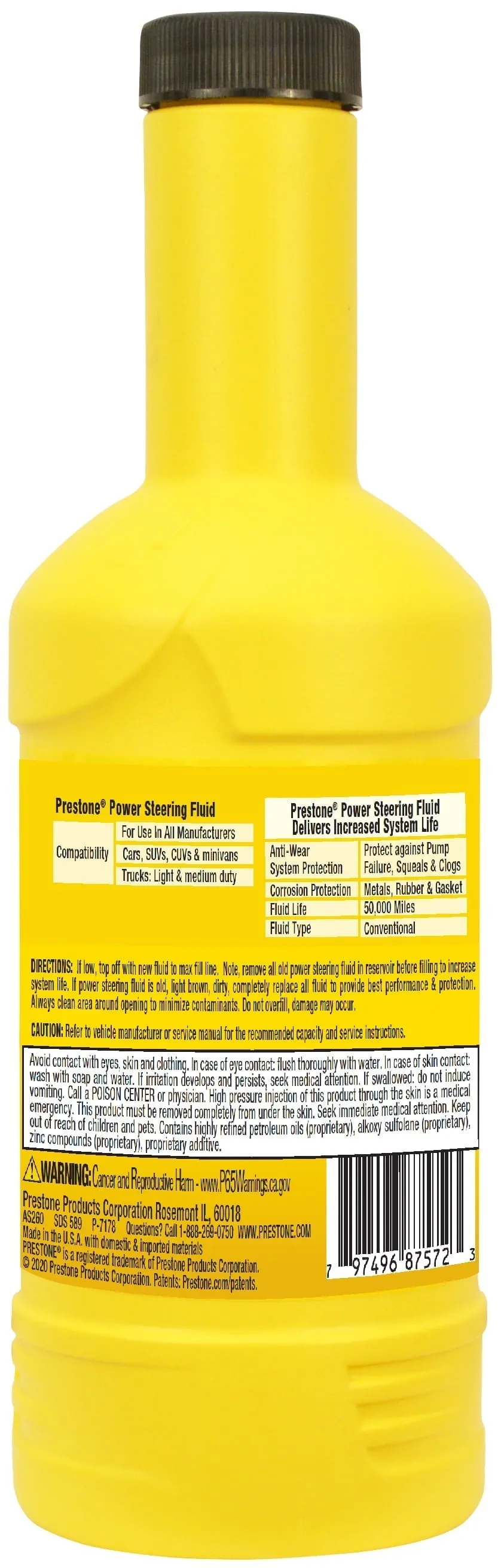 Prestone Universal Power Steering Fluid, 12 fl oz