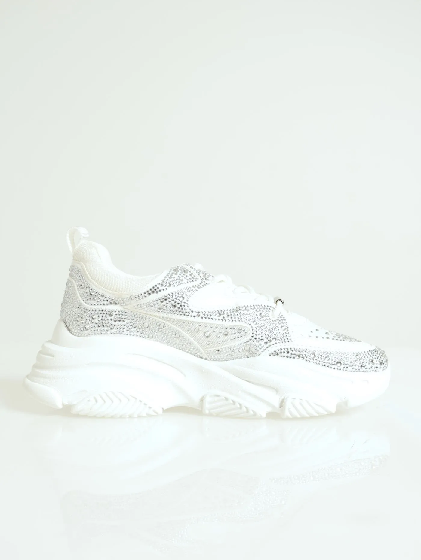 Privy Lace-Up Glitz Sporty Sneaker - White