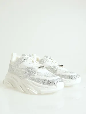 Privy Lace-Up Glitz Sporty Sneaker - White