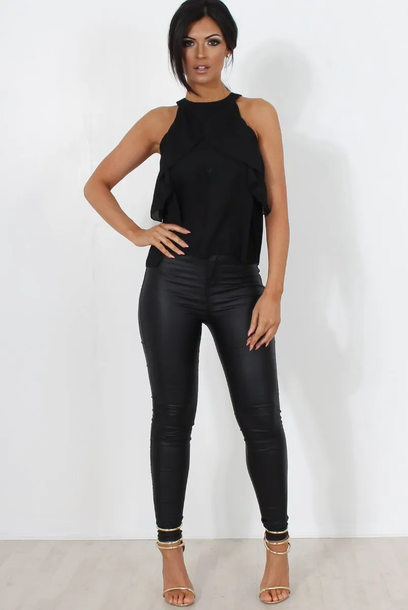 Riaa Black High Neck Top