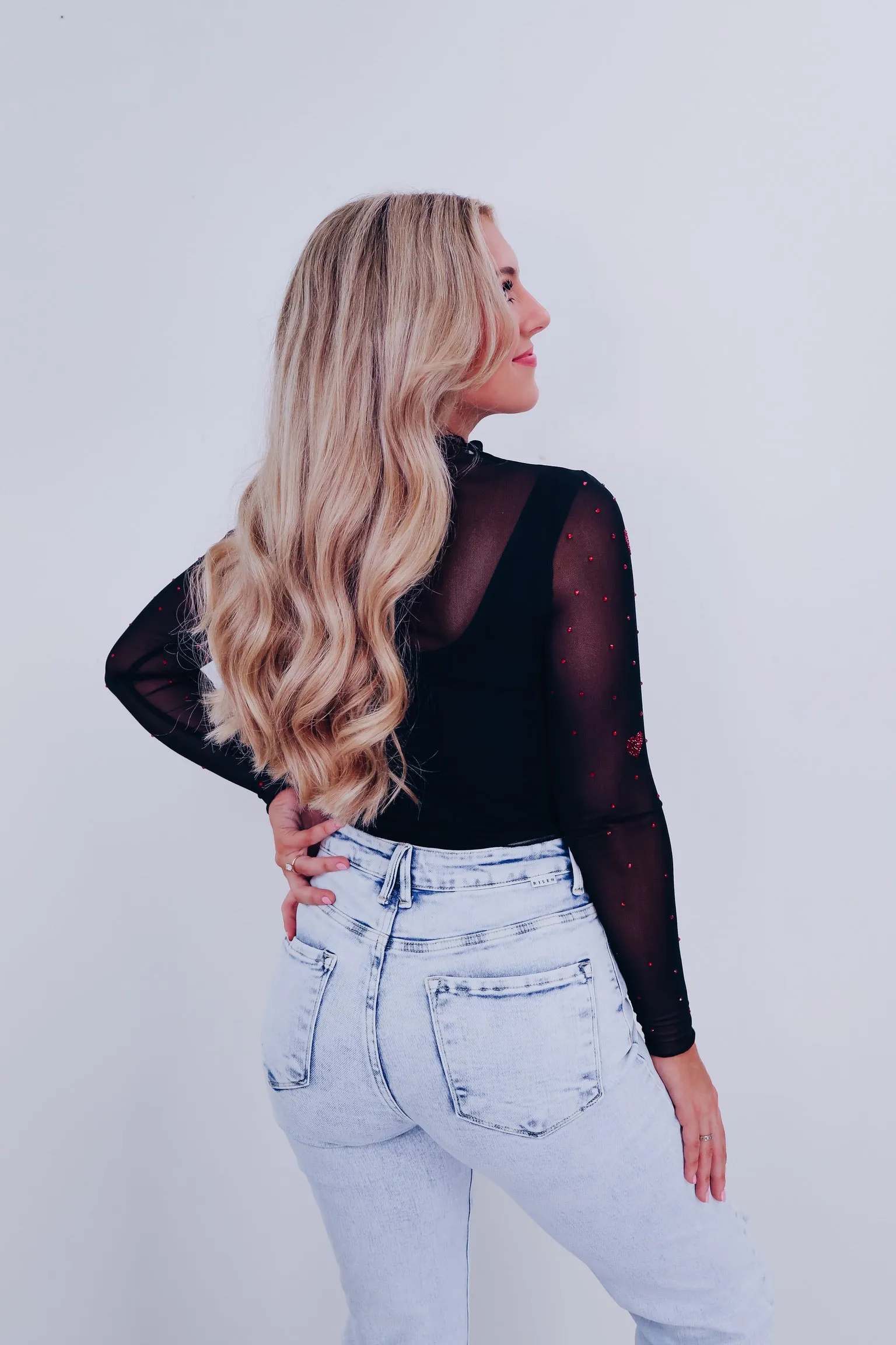 Smitten Heart Mesh Crop Top- Black