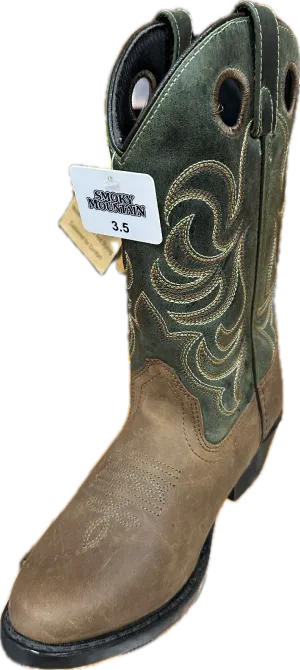 Smoky Mountain Children's Brown Round Toe Boots with Green Shaft