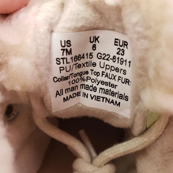 Sperry Alpine Saltwater Toddler Sz 7 Pearl Faux Shearling Waterproof Duck Boots