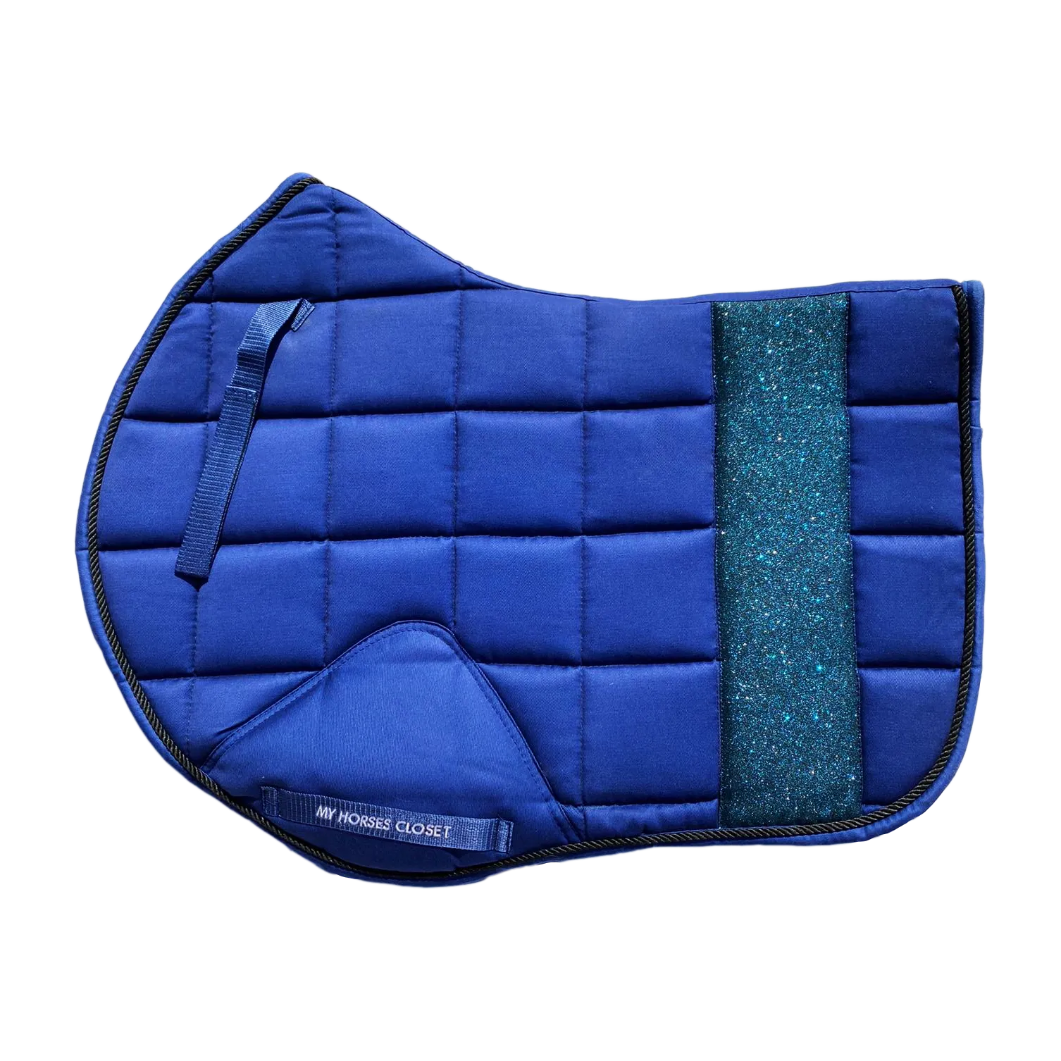 STRIPE Glitter Mesh Sparkly Jumping Saddle Pad Navy Blue