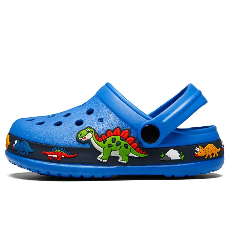 Summer Unicorn or Dirosaur Appliqued Beach Anti-slip Flat Sandals - Purple, Blue, Black, Pink
