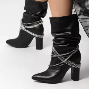 Suzy Chain Faux Leather Slouch Boot