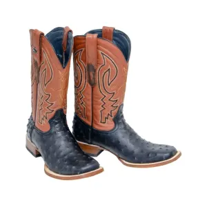 TANNER MARK MEN’S Ostrich Matte Black Print Western Boots