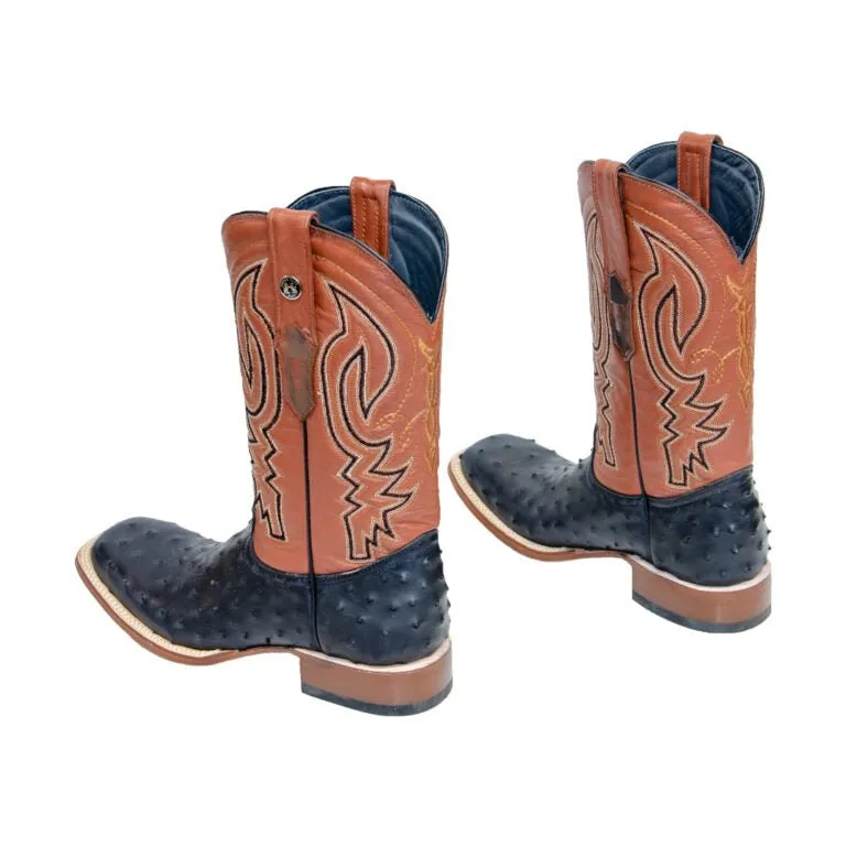TANNER MARK MEN’S Ostrich Matte Black Print Western Boots