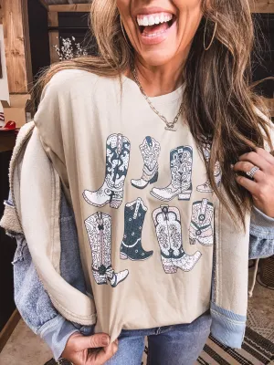 Taupe Boots All Over Premium Graphic Tee