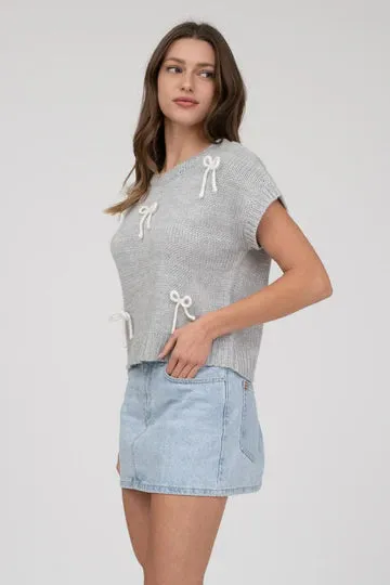 The Kaeli Bow Detail Cap Sleeve Sweater